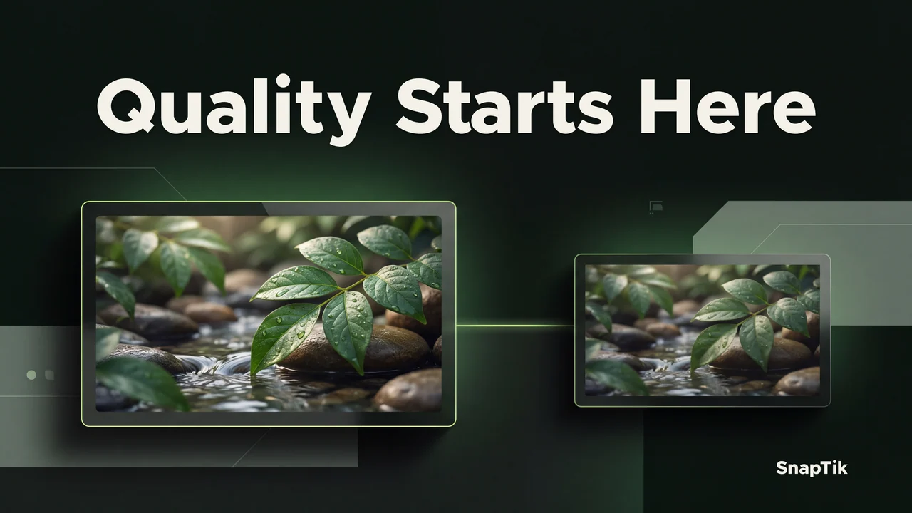 Two conceptual landscape frames compare source detail with visible compression.