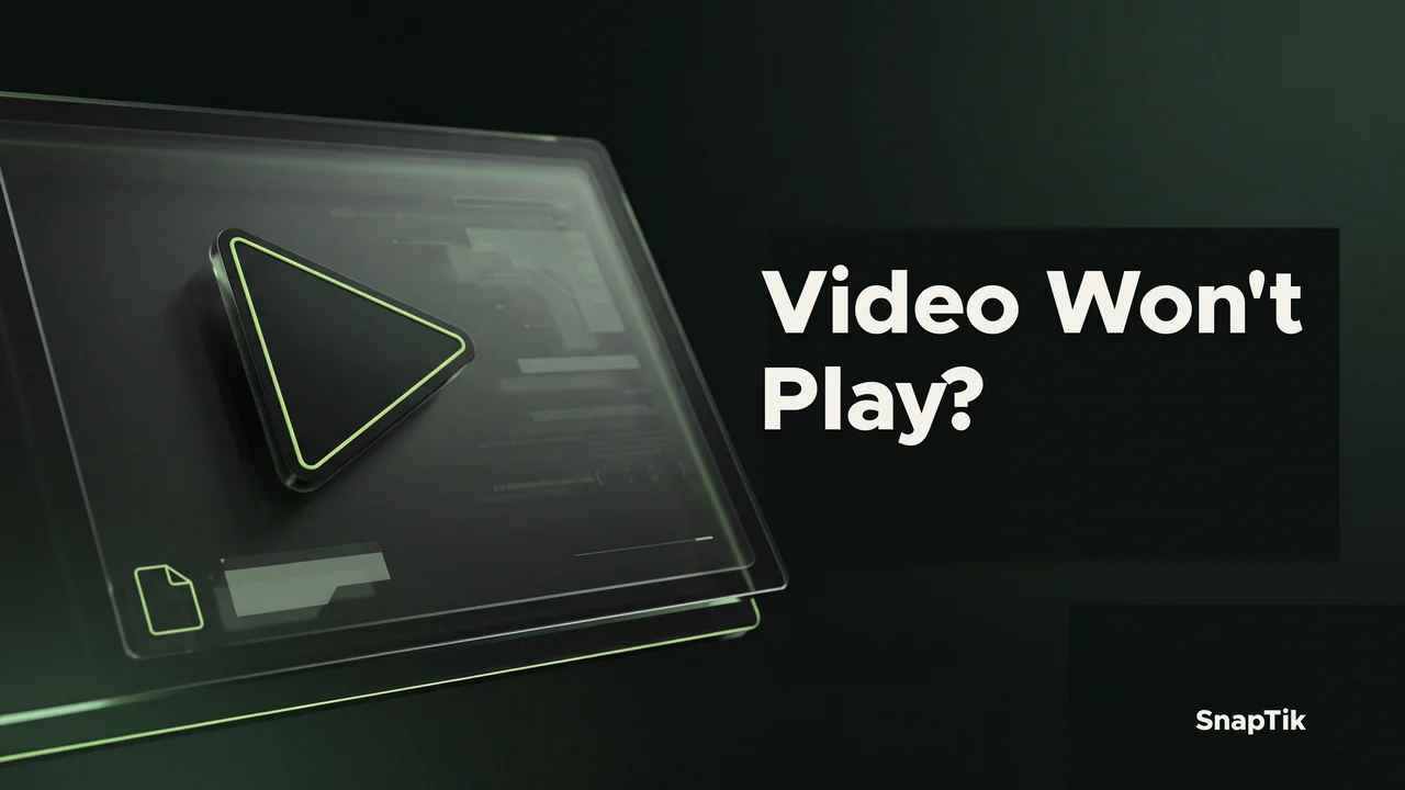 Conceptual video player and separate media file illustrating a playback check.