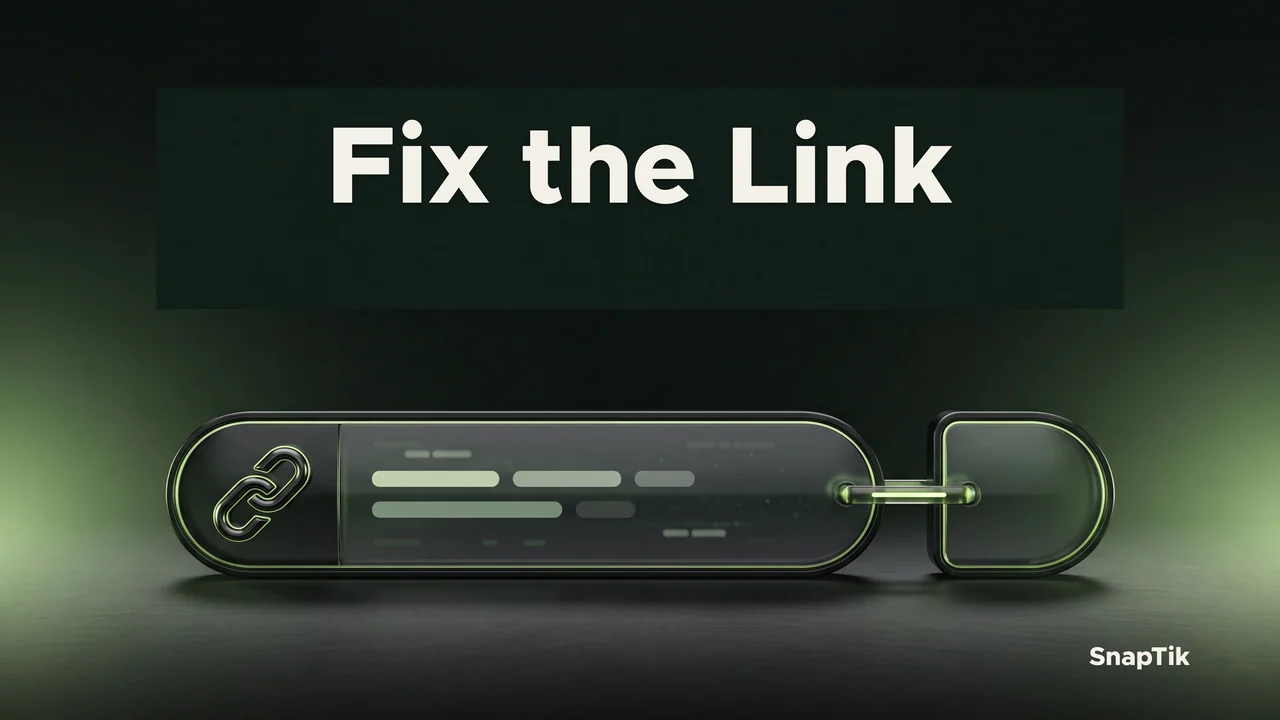 Conceptual URL field with a separated link segment aligned into place.