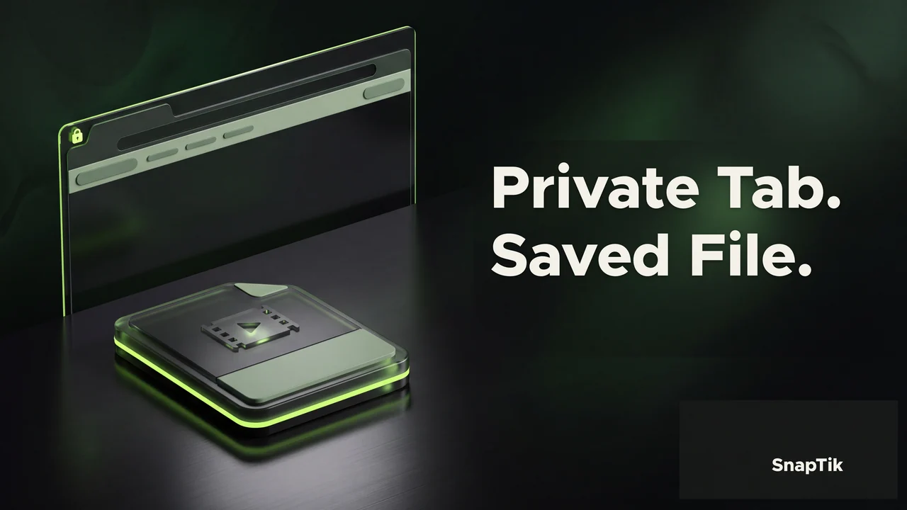 A saved media file remains in front of a receding private browser window.