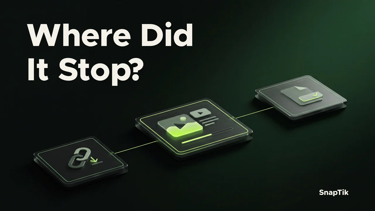 Three conceptual panels distinguish a request, available media and a saved file.