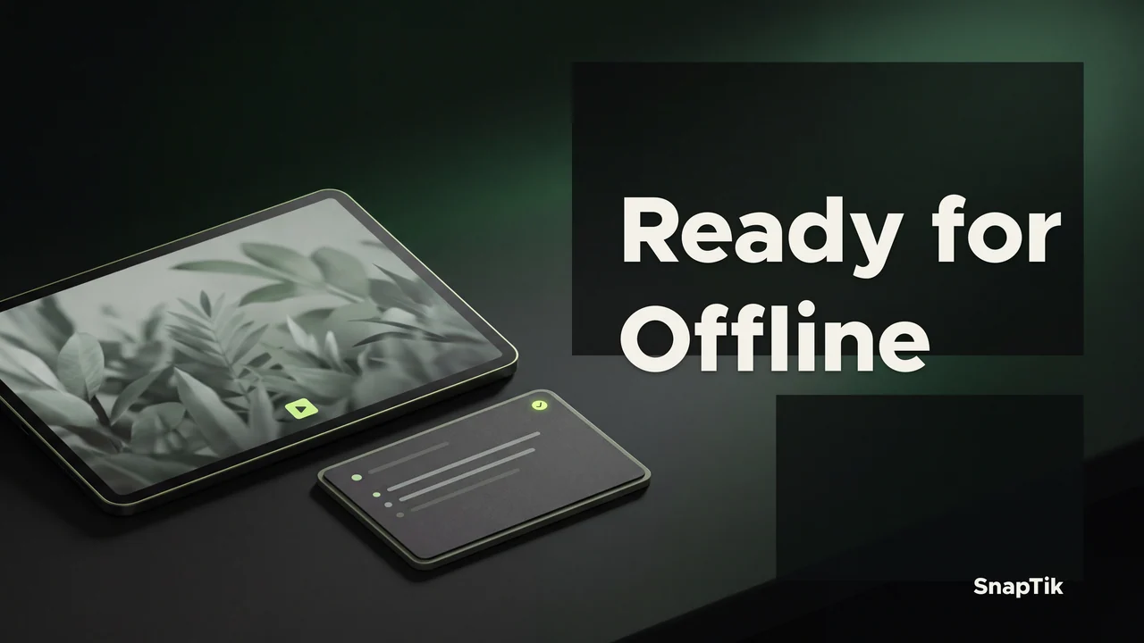Conceptual tablet and reference notes illustrate a prepared offline study set.
